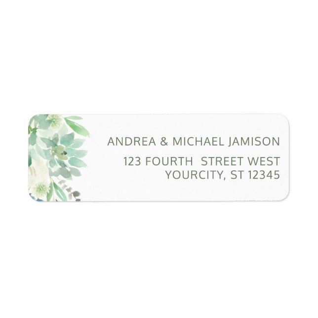Wedding Address Succulent Watercolor Greenery (Front)