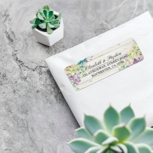 Wedding Address Watercolor Succulents Rustic Wood