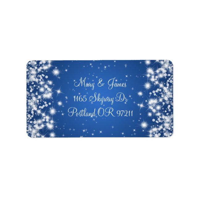Wedding Address Winter Sparkle Royal Blue Label (Front)