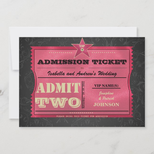 Wedding Admission Ticket Invitation (Front)