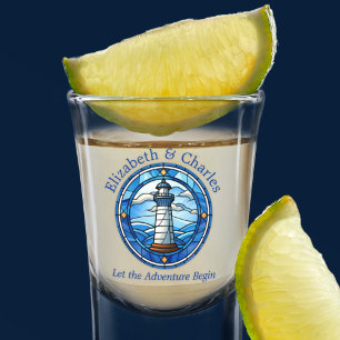 Wedding Adventure Lighthouse Sailing Nautical Shot Glass