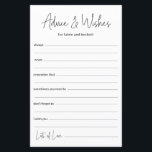 Wedding Advice and Wishes<br><div class="desc">These simple, black and white, modern, minimal, handwritten script Advice & Wishes sheets are perfect to have bridal shower, rehearsal dinner or wedding guests fill out for the happy couple. People will love having the prompts - they make it so easy to leave loving words of advice and well wishes....</div>