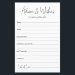 Wedding Advice and Wishes<br><div class="desc">These simple, black and white, modern, minimal, handwritten script Advice & Wishes sheets are perfect to have bridal shower, rehearsal dinner or wedding guests fill out for the happy couple. People will love having the prompts - they make it so easy to leave loving words of advice and well wishes....</div>