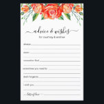 Wedding Advice and Wishes Coral Floral<br><div class="desc">These simple, floral, handwritten script Advice & Wishes sheets with coral watercolor roses at the top are perfect to have bridal shower, rehearsal dinner or wedding guests fill out for the happy couple. People will love having the prompts - they make it so easy to leave loving words of advice...</div>