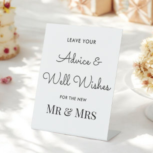 Wedding Advice Black White Well Wishes Pedestal Sign