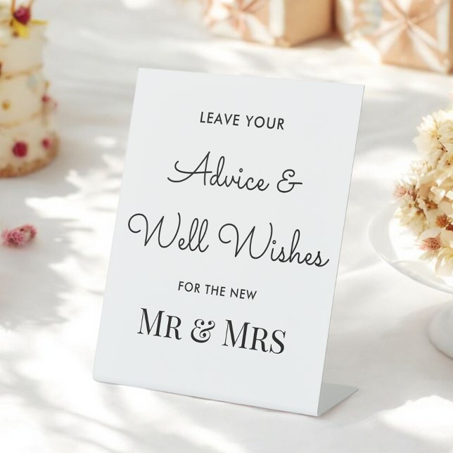 Wedding Advice Black White Well Wishes Pedestal Sign (Creator Uploaded)
