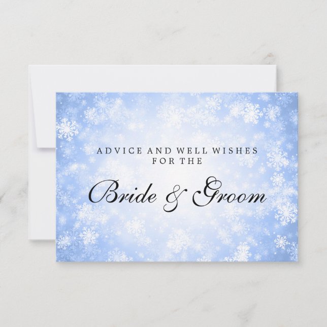 Wedding Advice Card Blue Winter Wonderland (Front)