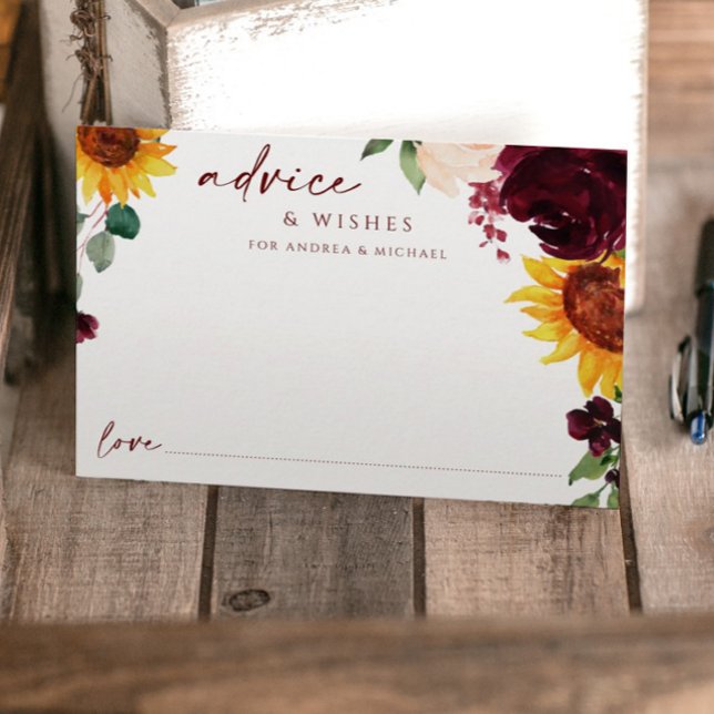 Wedding Advice Card Fall Sunflowers Wedding (Creator Uploaded)