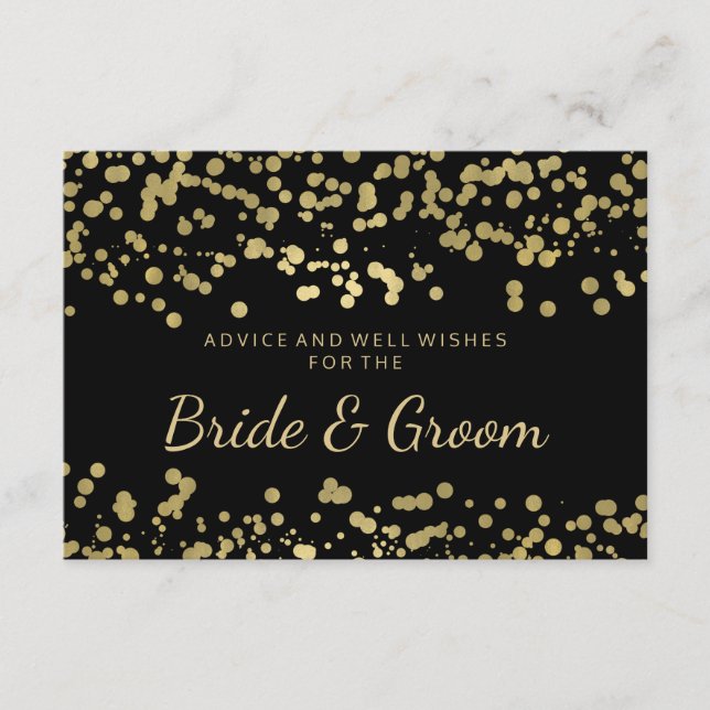 Wedding Advice Card Gold Foil Look Confetti (Front)