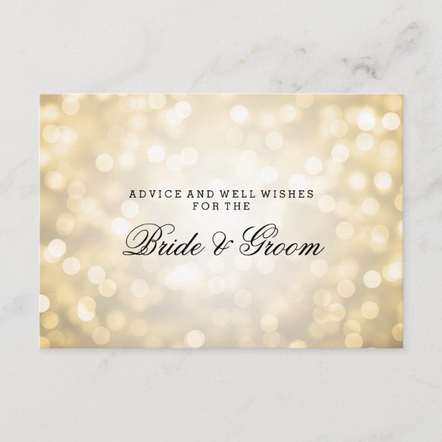 Wedding Advice Card Gold Glitter Lights (Front)
