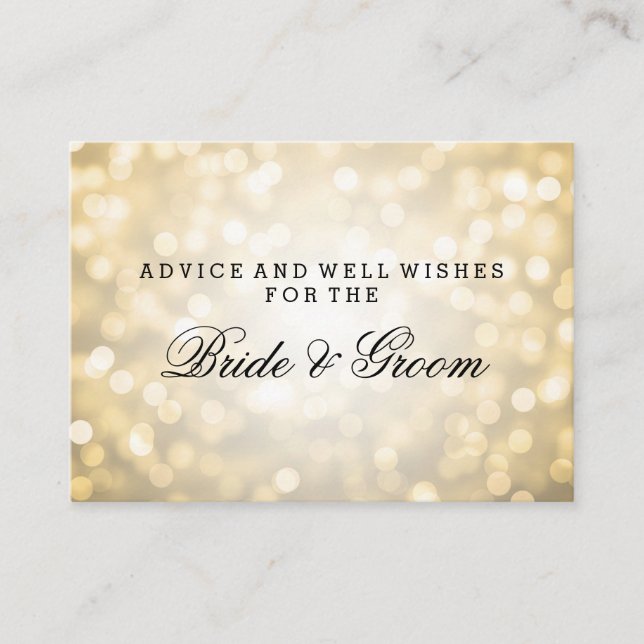 Wedding Advice Card Gold Glitter Lights (Front)