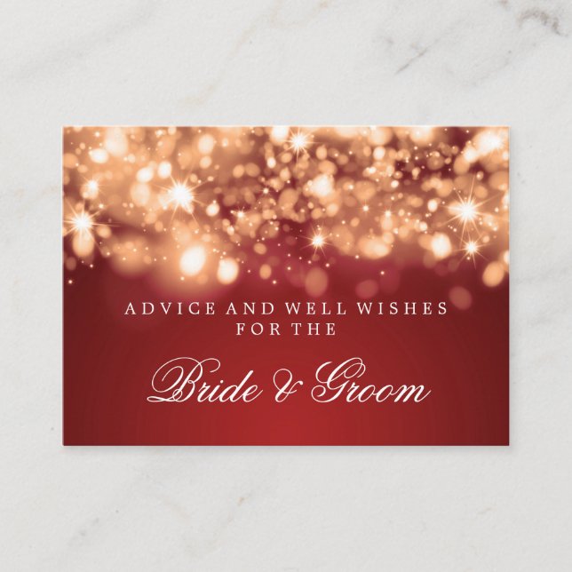 Wedding Advice Card Gold Sparkling Lights (Front)