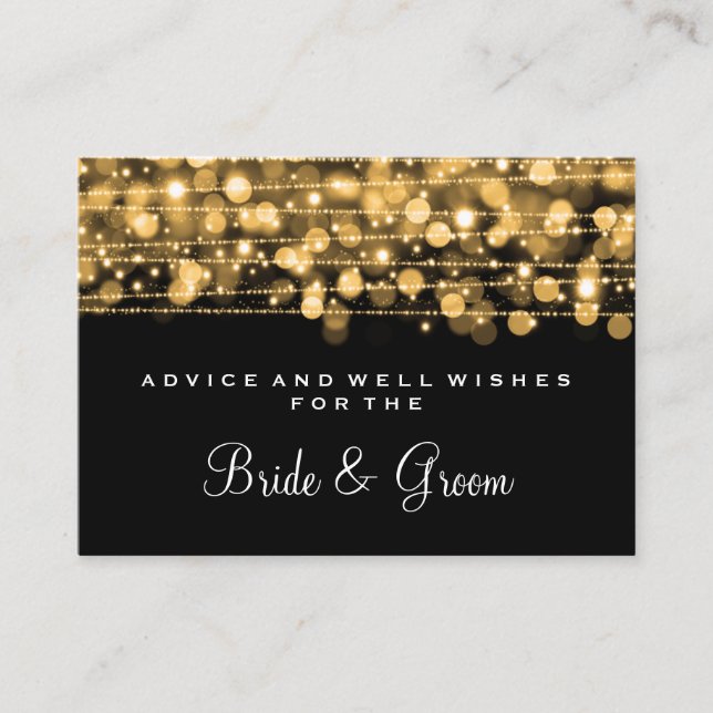 Wedding Advice Card Party Sparkles Gold (Front)