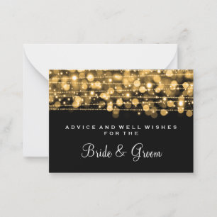 Wedding Advice Card Party Sparkles Gold