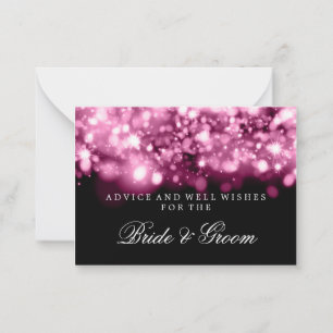 Wedding Advice Card Pink Sparkling Lights