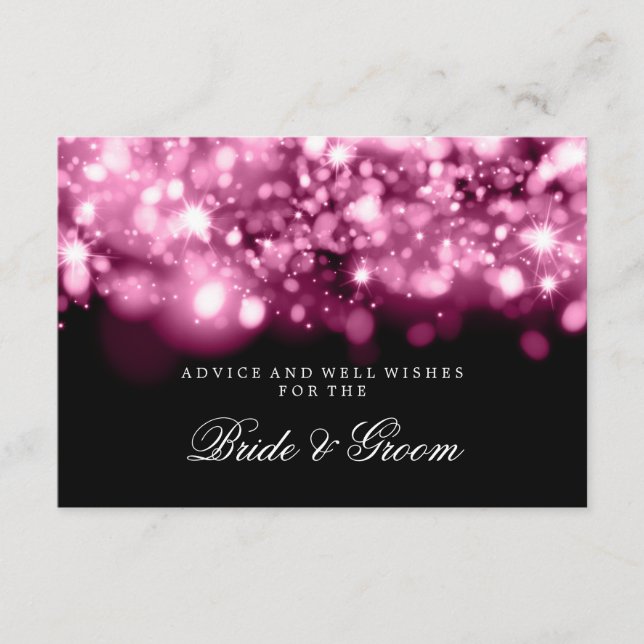 Wedding Advice Card Pink Sparkling Lights (Front)