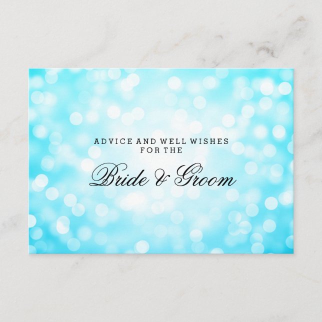 Wedding Advice Card Turquoise Glitter Lights (Front)
