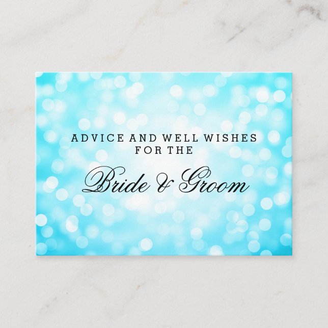 Wedding Advice Card Turquoise Glitter Lights (Front)