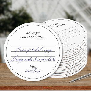 Wedding Advice Cards   Modern Minimalist Elegant Round Paper Coaster