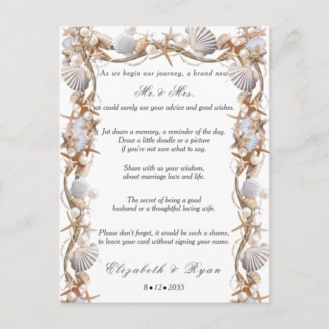 Wedding Advice Good Wishes Seashells Pearls   (Front)