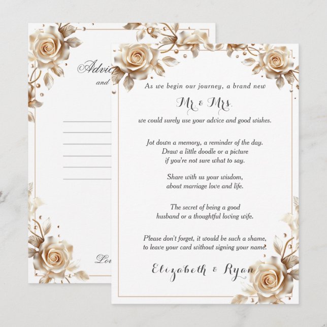 Wedding Advice Good Wishes Sugar Candy Roses Card (Front/Back)