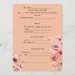 Wedding Advice Peach Fuzz Watercolor Flowers Card