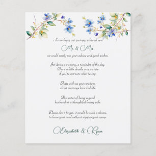 Wedding Advice Well Wishes Blue Watercolor
