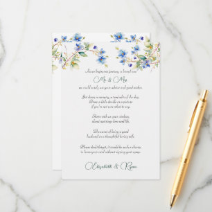 Wedding Advice Well Wishes Blue Watercolor Card