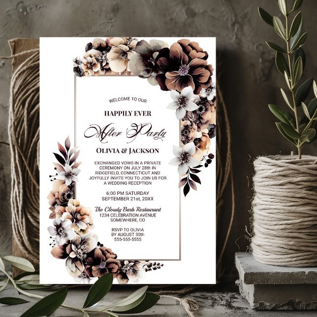 Wedding After Party Rustic Autumn Floral Reception Invitation (Creator Uploaded)