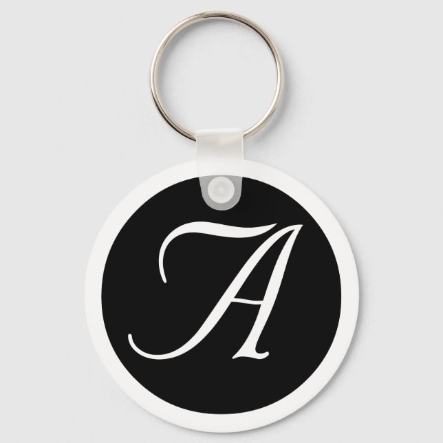 Wedding, All Occasion Monogram Black Key Chain (Front)