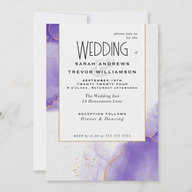  Wedding Amethyst Abstract Skies Invitation (Front)