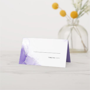 Wedding Amethyst Purple Script Silver Place Car Card