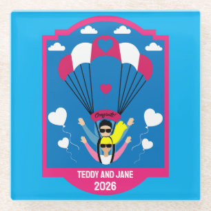 Wedding And Engagement Gift For Skydivers Glass Coaster