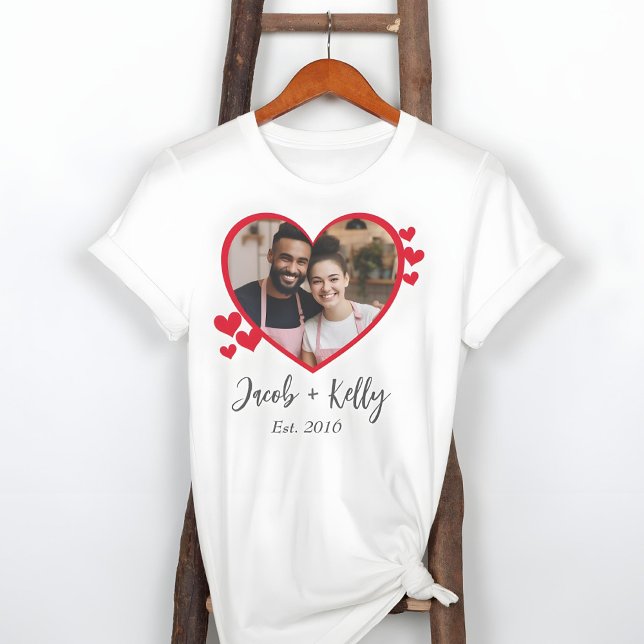 Wedding and Valentine Couple's Heart Shaped Photo Tri-Blend Shirt (Front of  Wedding and Valentine Couple's Heart Shaped Photo Tri-Blend Shirt)