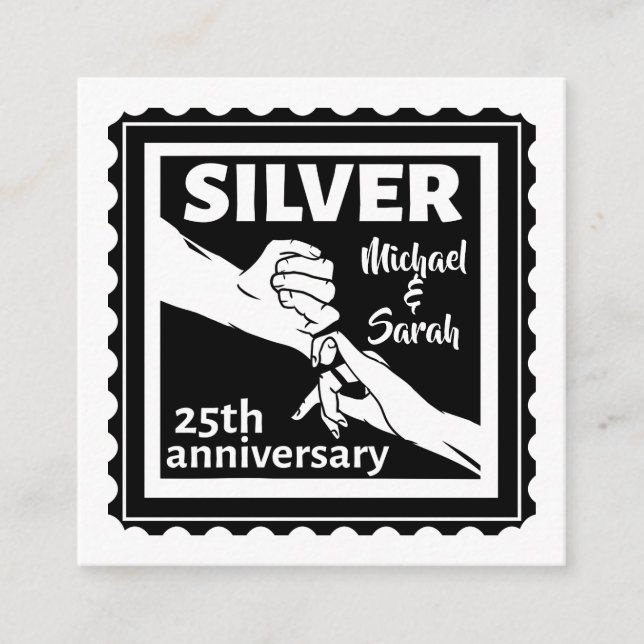 Wedding anniversary 25 years silver enclosure card (Front)