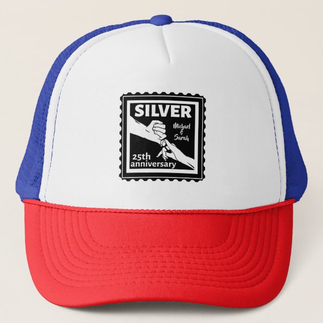 Wedding anniversary 25 years silver trucker hat (Front)