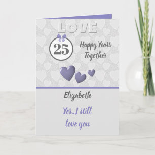 Wedding Anniversary 25th Silver 25 years purple Card