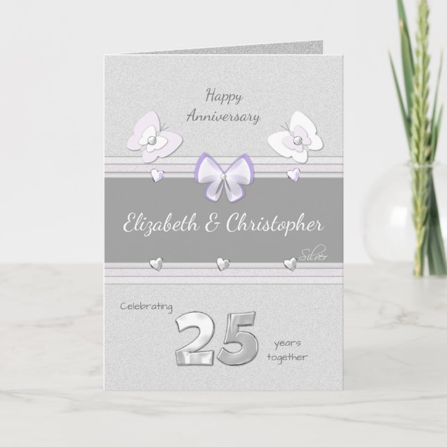 Wedding Anniversary 25th Silver greeting Card (Front)