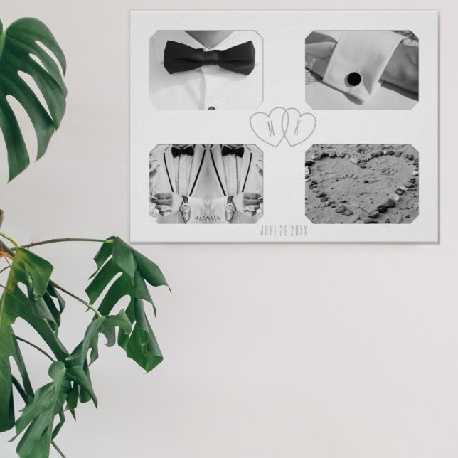 Wedding Anniversary 4 Photo Collage Memory Poster (Upload 4 photos and add your initials and wedding date and hang it high)