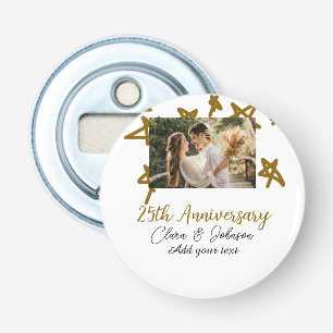 Wedding Anniversary add name year image gold stars Bottle Opener