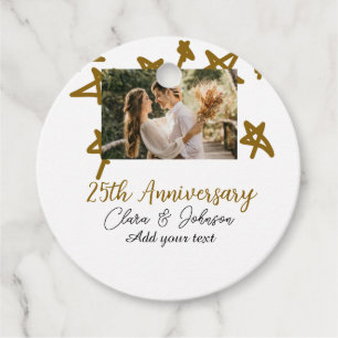 Wedding Anniversary add name year image gold stars Favour Tags