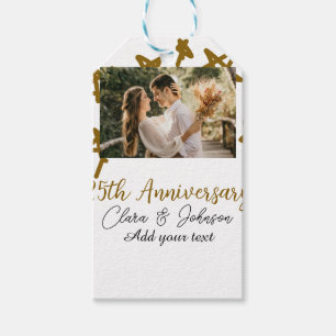Wedding Anniversary add name year image gold stars Gift Tags