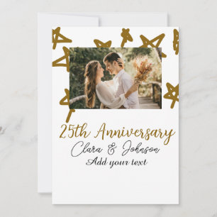 Wedding Anniversary add name year image gold stars Holiday Card