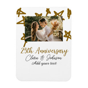 Wedding Anniversary add name year image gold stars Magnet