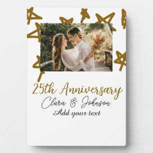 Wedding Anniversary add name year image gold stars Plaque