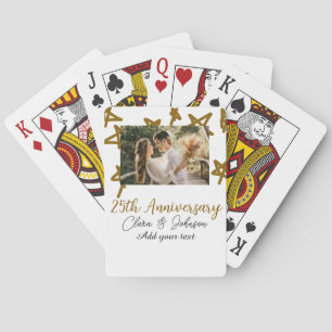 Wedding Anniversary add name year image gold stars Playing Cards