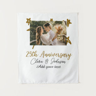 Wedding Anniversary add name year image gold stars Tapestry