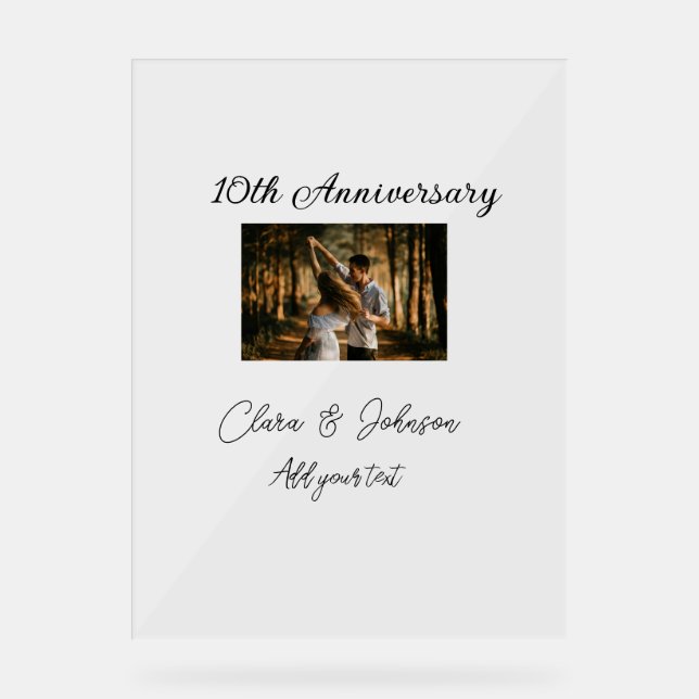 Wedding Anniversary add name year image text coule Acrylic Sign (Front)