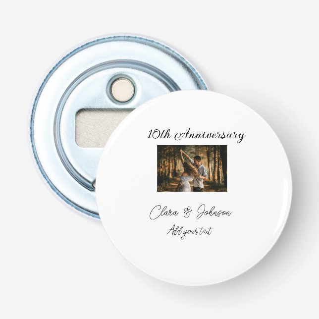 Wedding Anniversary add name year image text coule Bottle Opener (Front)