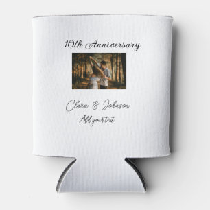 Wedding Anniversary add name year image text coule Can Cooler